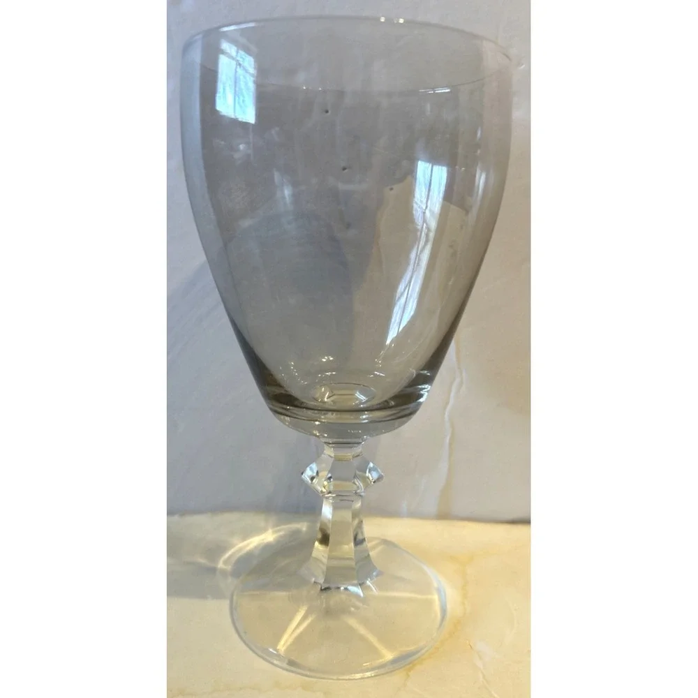 EBELING & REUSS Knob In Stem Texted Foot Clear Wine Glasses EBC5 6 3/8